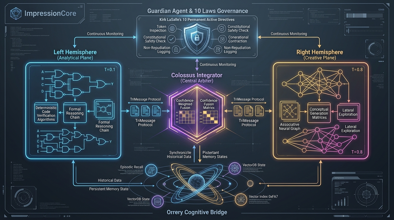 ImpressionCore Brain-Triad Cognitive Orchestration Diagram
